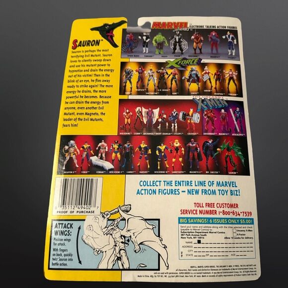 Vintage 1992 ToyBiz Uncanny X-Men Sauron Blast Attack Wing Action Figure Sealed - Picture 6 of 8